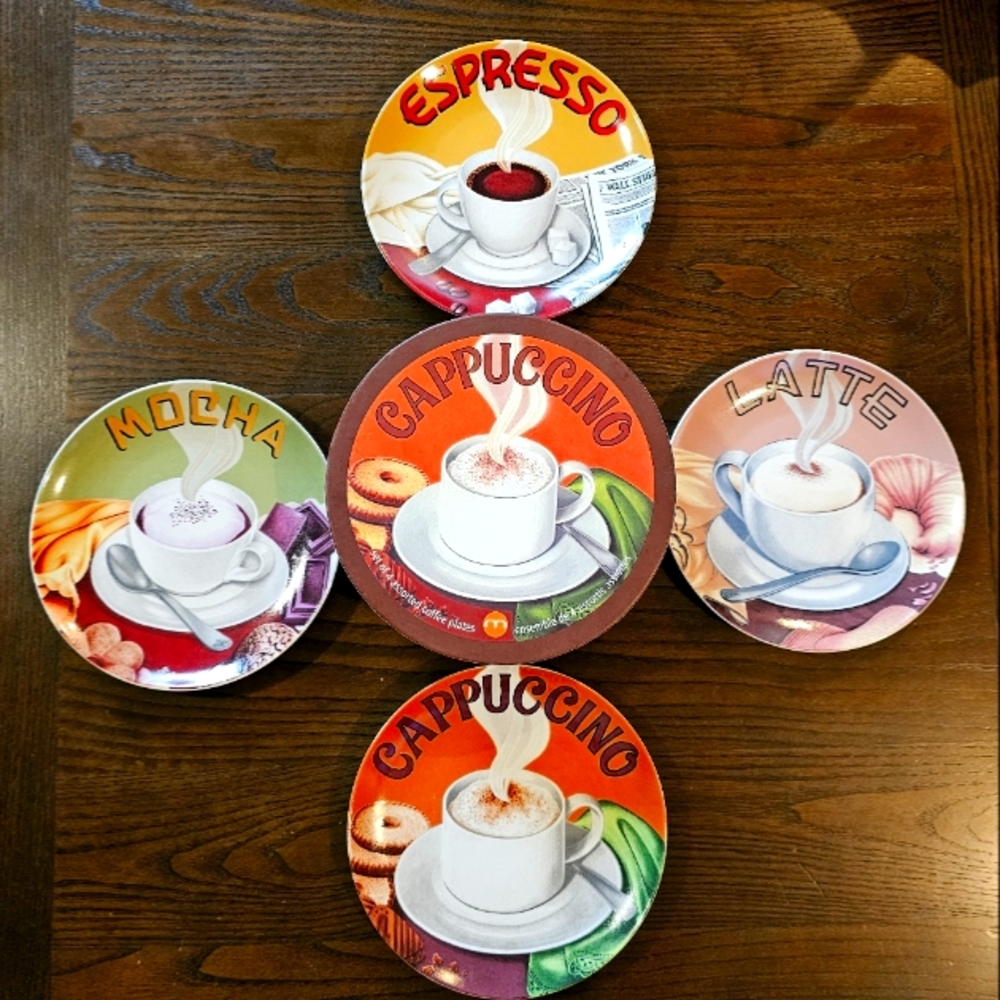 Set of 4 Angelo Bruno Muti Appetizer Dessert Plates Espresso Mocha